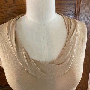 Banana Republic Size Small Light Gold/Tan Sleeveless Top Pleated Collar Detail